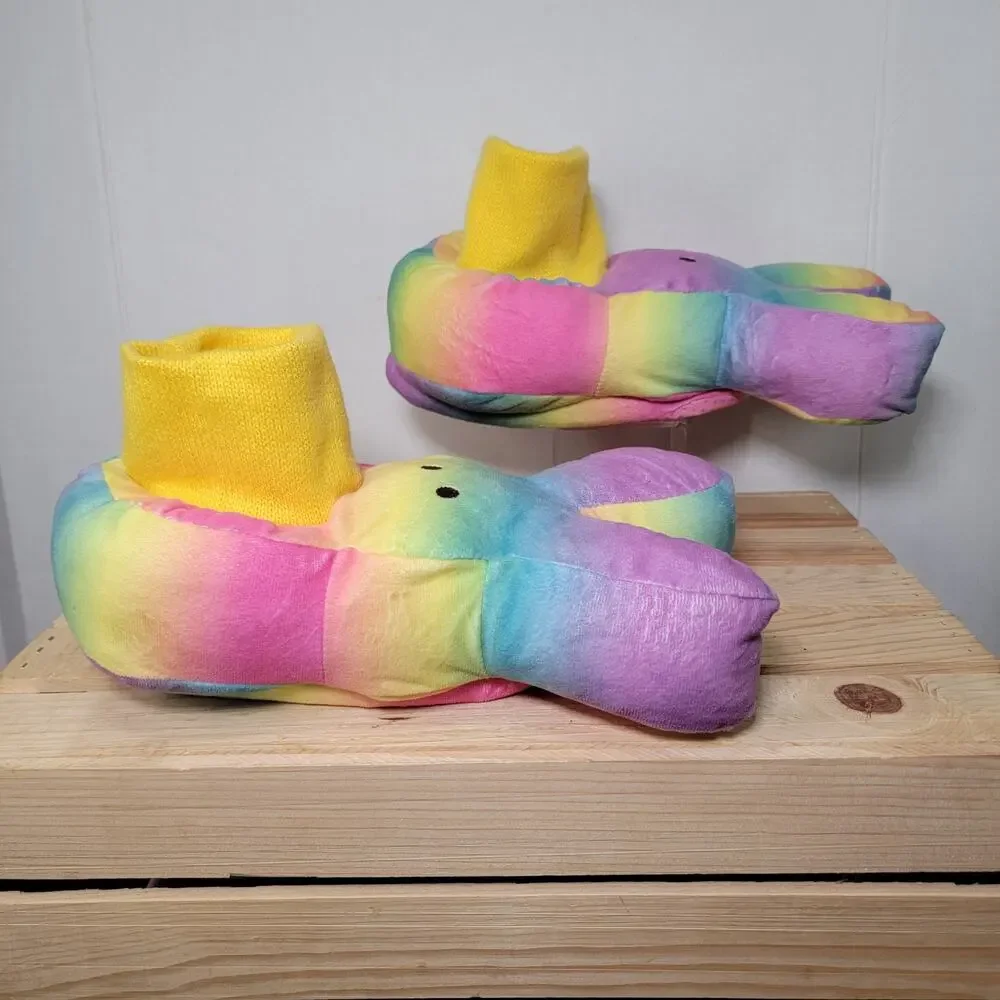 Peeps Pastel Rainbow Girls Bunny Slippers - Size Medium (13-1)